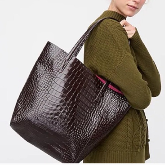 J.  Crew carryall tote in croc embossed Italian leather - Picture 1 of 7